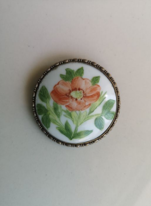 Broszka porcelanowa antyk
