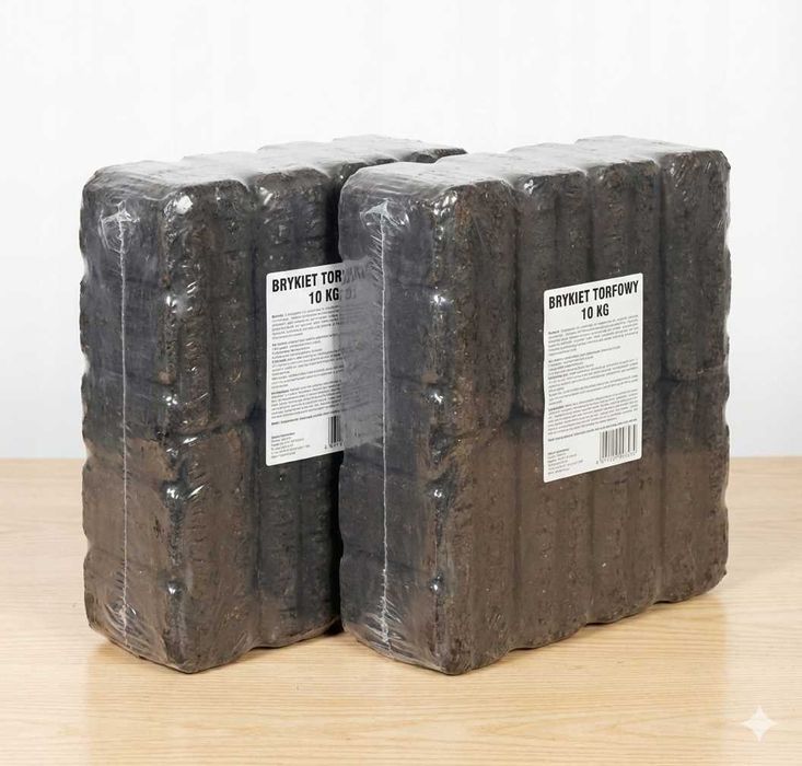 Torfowy, brykiet torfowy do komina i pieca, opakowanie 20 kg próbnik