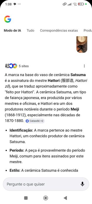 Jarras Vasos Cerâmica Japonesa Séc XIX 16 cm Assinadas Hatorri Zo