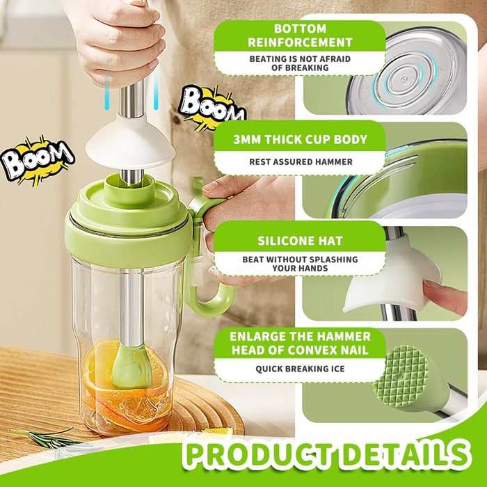 Shaker 3w1 Simsky - BPA free, kruszarka lodu - 1000 ml
