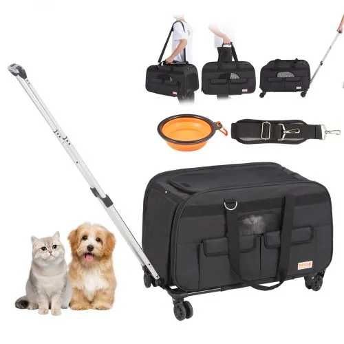 Transportadora Pet com Rodas VEVOR Preta – Nova Embalada