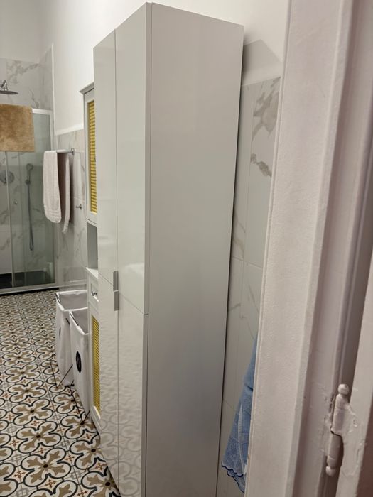 Móvel de casa de banho arrumação 4 portas 181x50x30 cm branco Sensea