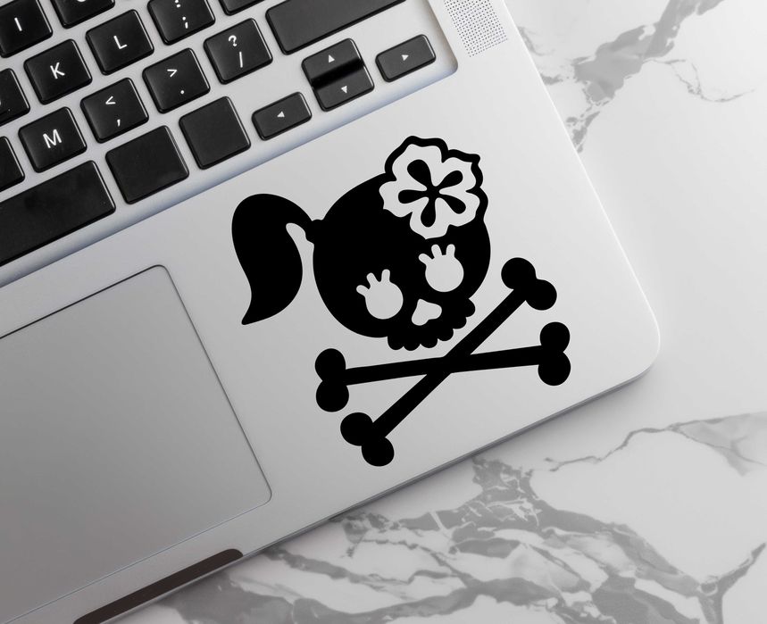 Naklejka LADY SKULL - na laptopa, zderzak, lusterko, szybę