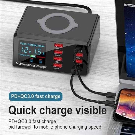carregador carga rápida usb carregador em S/fio pd 100 w