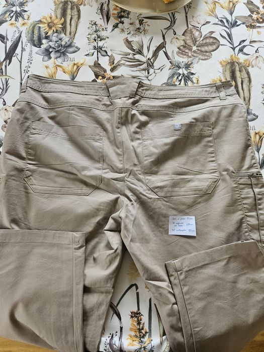 Spodnie męskie trekkingowa Decathlon xxl z kieszeniami piaskowe