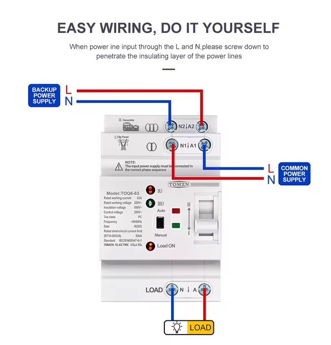 АВР TOMZN avr  ибп 1ф 3ф 63а 2р 4р