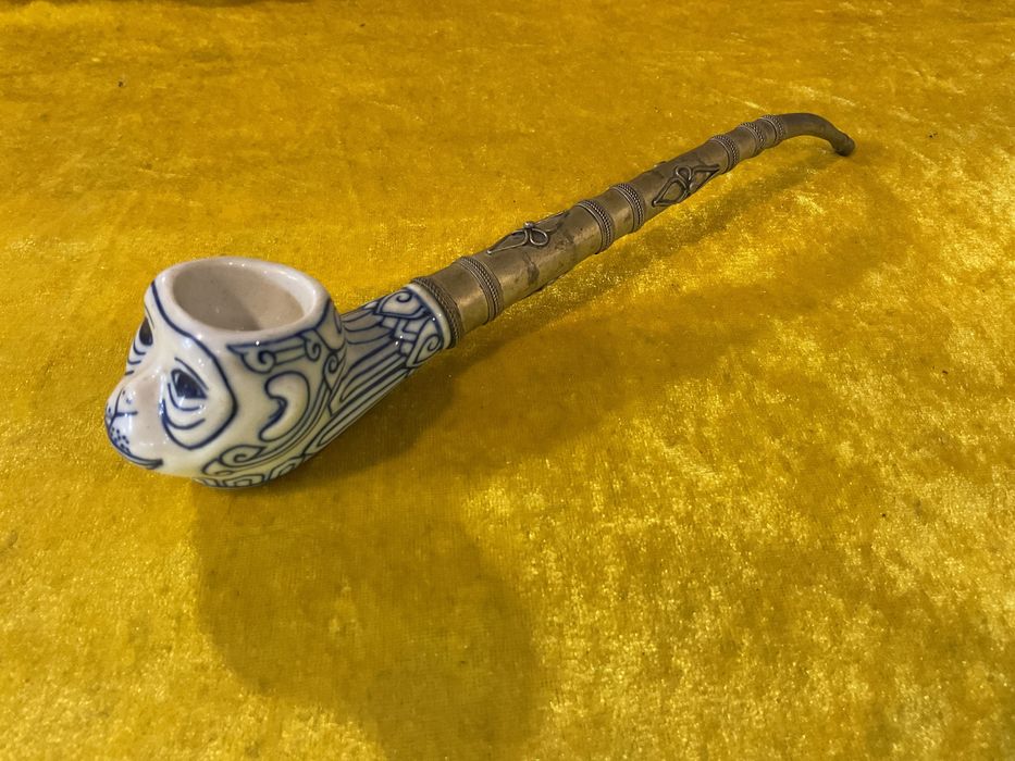 Cachimbo porcelana boquilha metal