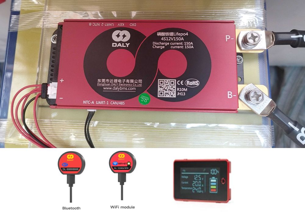 Bateria de lítio Powland, bateria LiFePO4,206 AH,BMS 4S 12V 150A