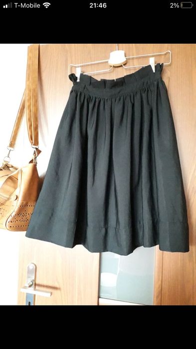 Czarna spódnica z talia paper bag marszczona w pasie 36 HM