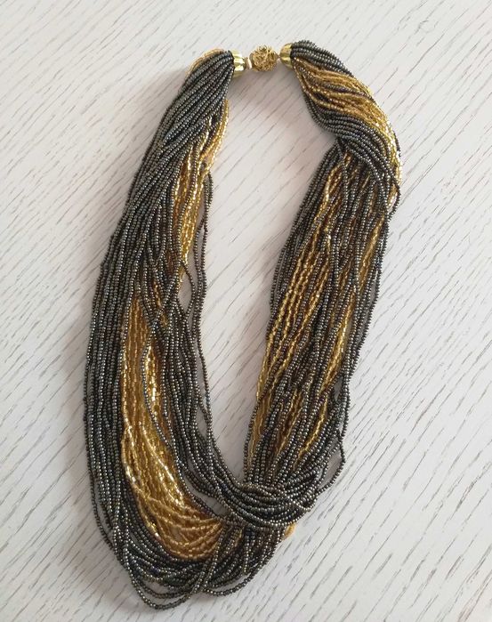 Kolia z koralików korale koraliki złota 36 nitek