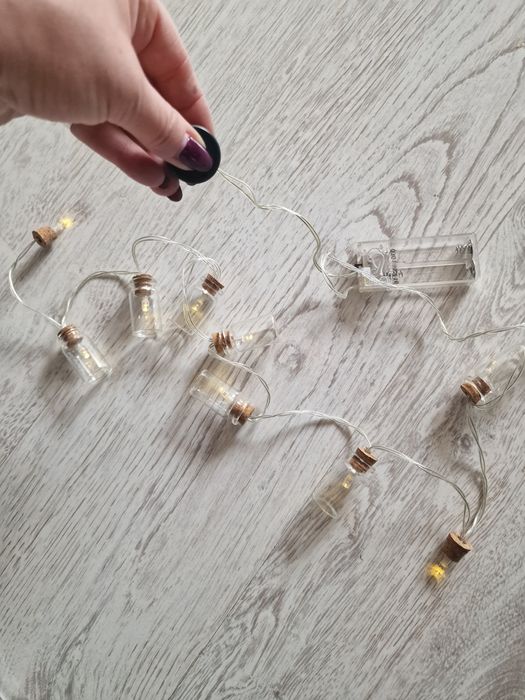 Łańcuch led szklane buteleczki ozdoba swiateczna