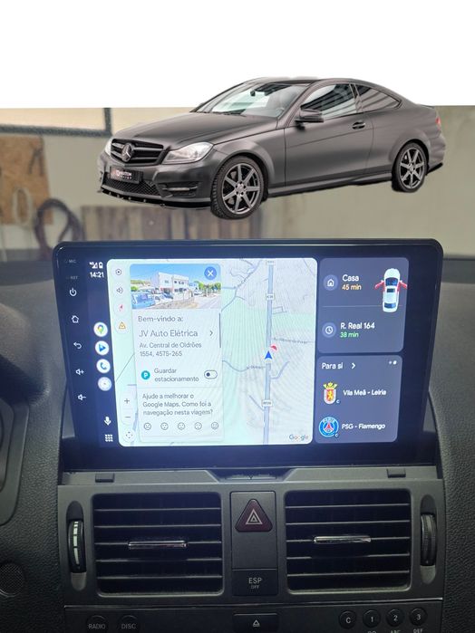 Rádio Android 14 com GPS Mercedes W204 (Artigo Novo)