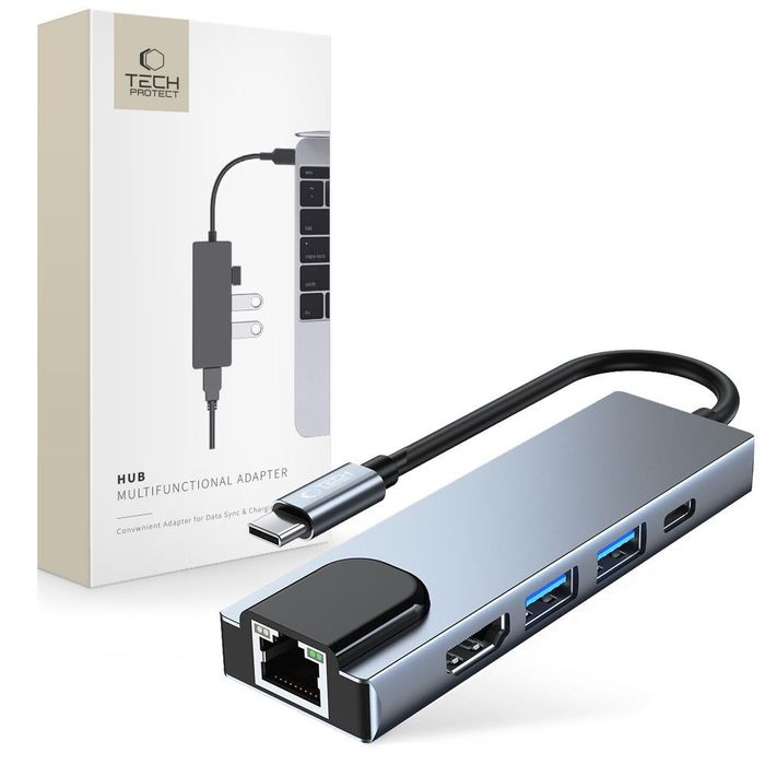 Tech-Protect V3-HUB adapter 5IN1 grey
