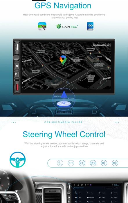 Rádio 7" Android 13 Touch 2/32GB Carplay GPS wifi USB FM Android Auto