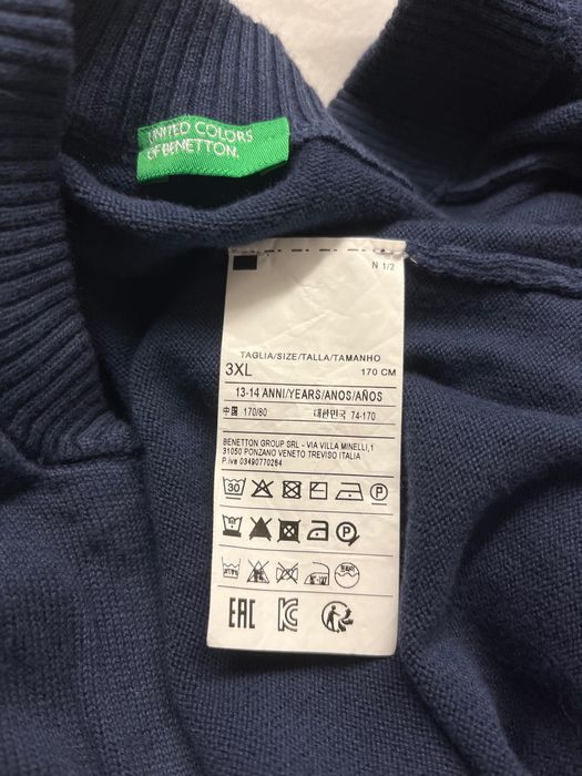 Casaco malha rapaz 13/14 anos azul escuro Benetton Novo