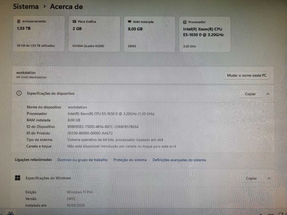 Computador Intel Xeon/8GB/ SSD120GB + HDD1TB com Grafica NVIDIA Quadro K2000