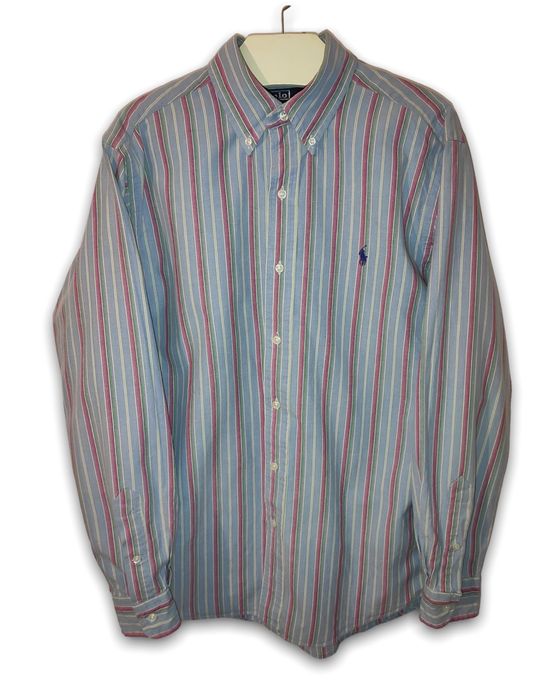 Koszula w paski Polo Ralph Lauren rozmiar M morski niebieski vintage