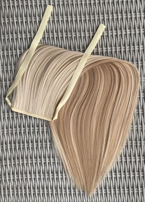 Premium Ultra Włosy doczepiane, blond, pasemka, refle, kucyk, 565.