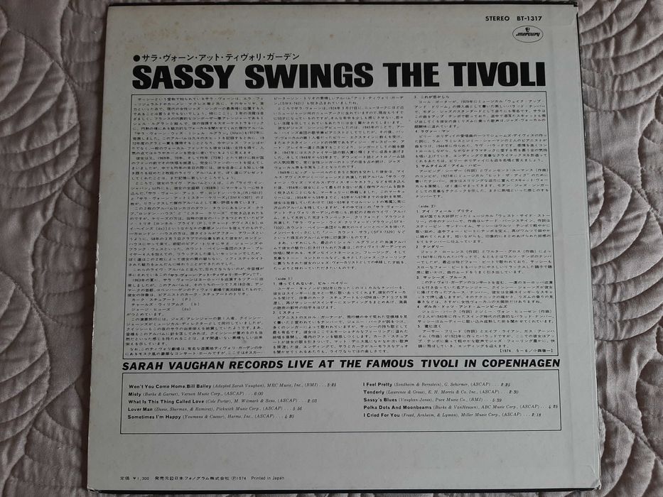 Sarah Vaughan - Sassy Swings The Tivoli - Japão - Vinil LP