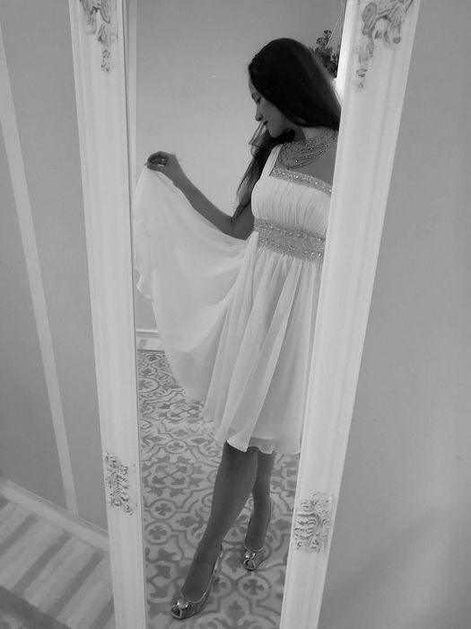 Вечірня, весільна сукня з шифону, вишита бісером, стеклярусом, каміння