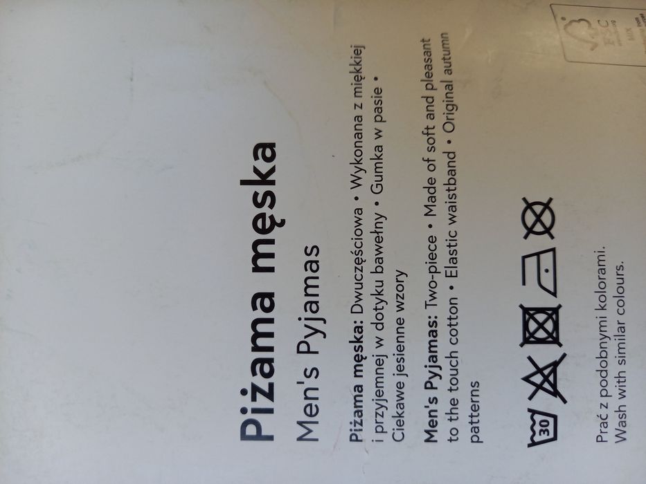 Piżama męska czarna bawełniana rozmiar xxl