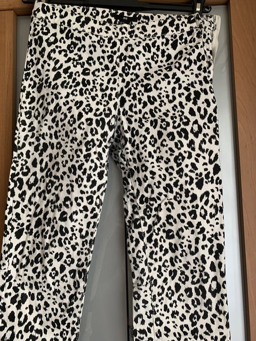 Spodnie rurki czarno biała panterka H&M 36