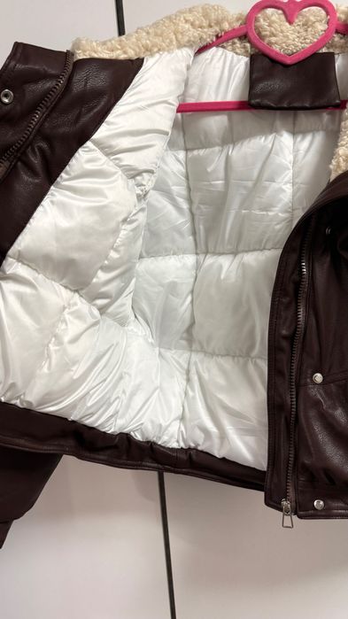 Куртка пуховик екошкіра