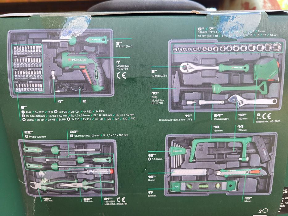 Набір інструментів в 3-х ярусній металевій валізі Parkside HG 07034