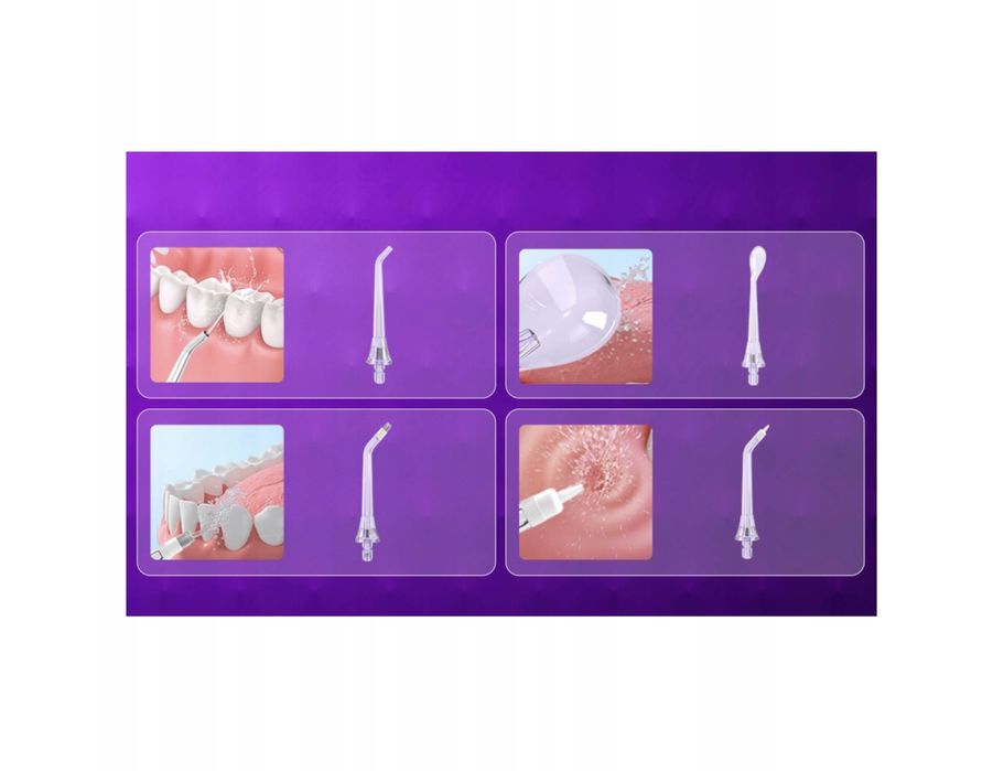 Irygator do zębów Sejoy bezprzewodowy 8 dysz 300ml fioletowy /czarny