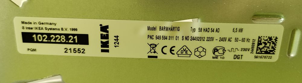 IKEA Barmhärtig electrolux AEG placa vitro cerâmica spare parts
