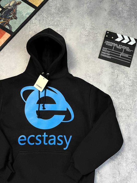 Худи Vetements Ecstasy черное оверсайз / Кофта ветмо
