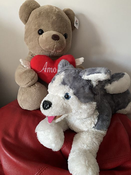 Peluches grandes husky e urso sValentim