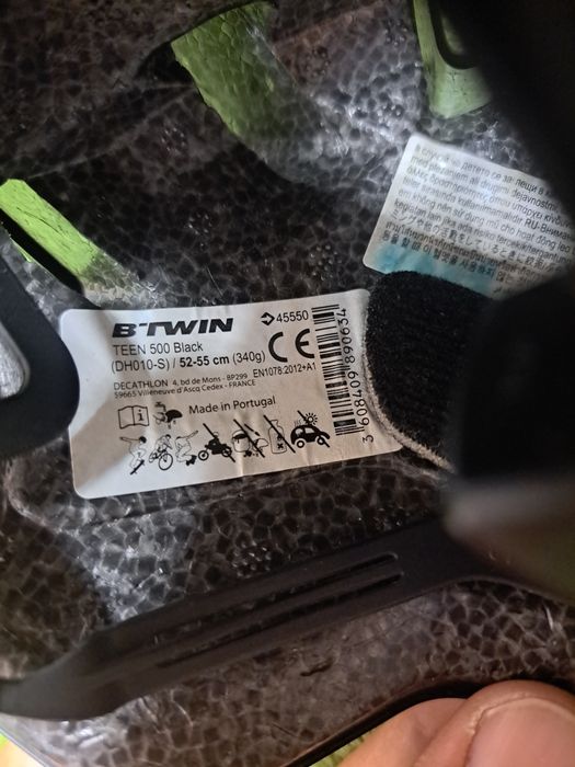 Шолом дитячий велосипедний BTWIN teen 500 black dh010-s  52-55 см