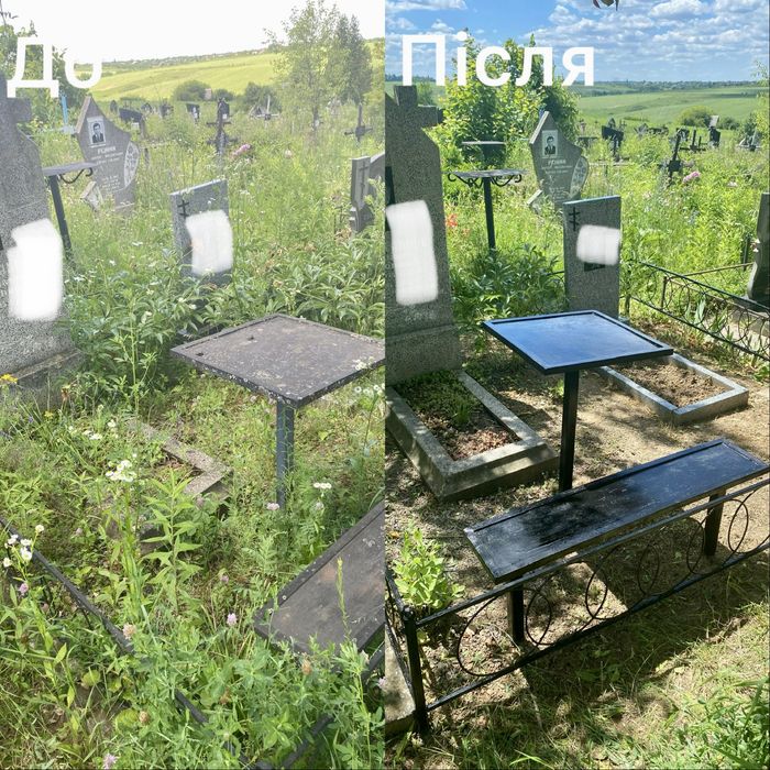 Прибирання на кладовищі та догляд за могилами фарбування