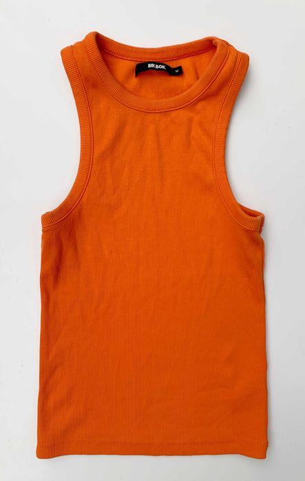 Top Pomarańczowy Bik Bok M 38 Bluzka Prążkowany
