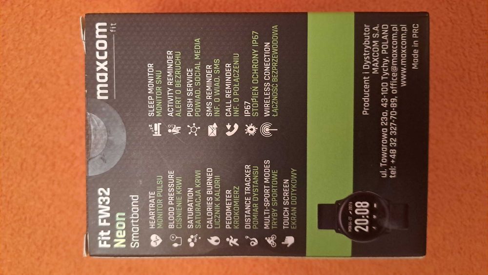 Zegarek, smartband Maxcom Fit FW32 Neon czarny, smartwatch.