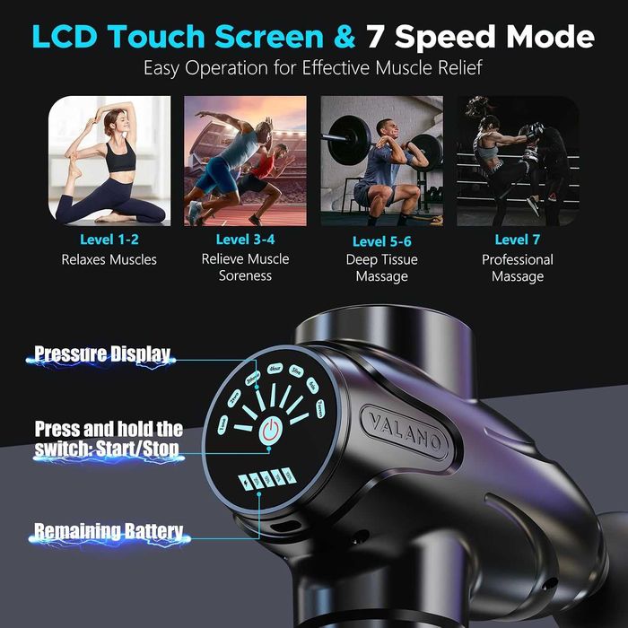 Pistolet do Masażu VALANO 10 Głowic LCD