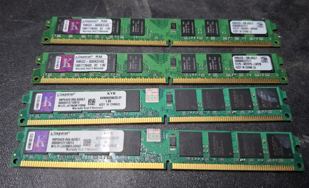 Memórias 4x 2GB DDR2 800MHz PC2-6400 DIMM Desktop RAM total  8Gb