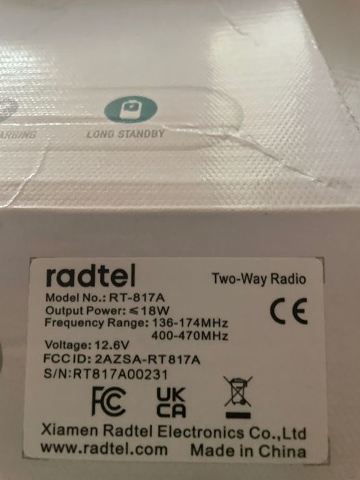 Rádio Radtel RT-817A novo