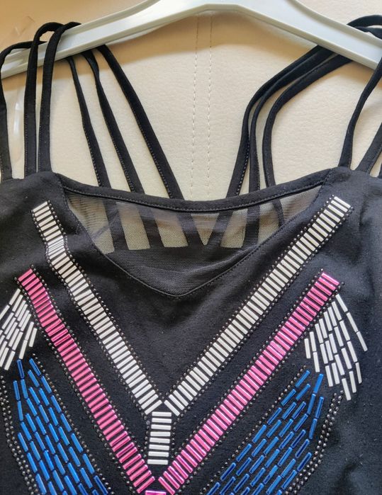 T-shirt de alças, túnica preta, La Mode est à Vous 34/36