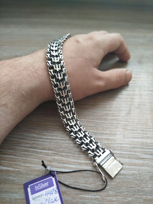 Срібний браслет 55г чоловічий, мужской серебряный браслет 925