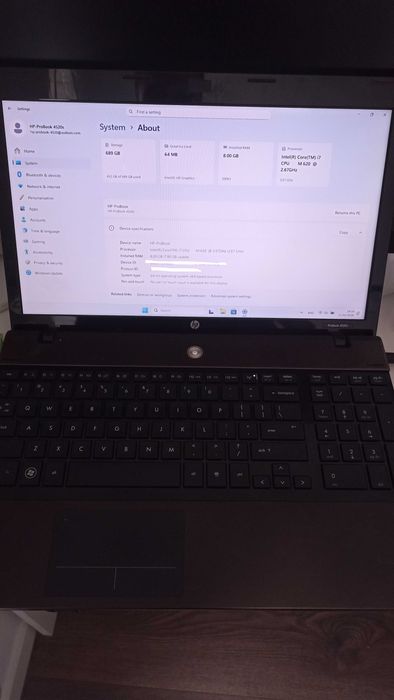 HP ProBook 4520s I7 M620 2.67Ghz 8Gb RAM 500SSD