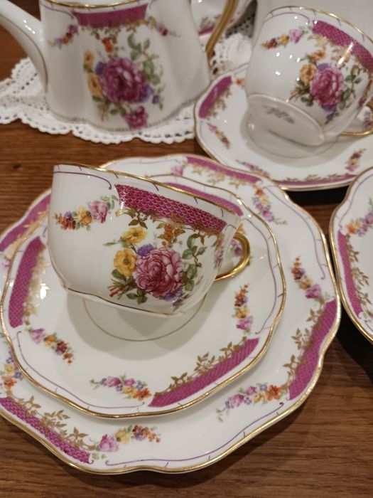 Przedwojenny Rosenthal Chryzantheme Alt Franken serwis kawowy herbata