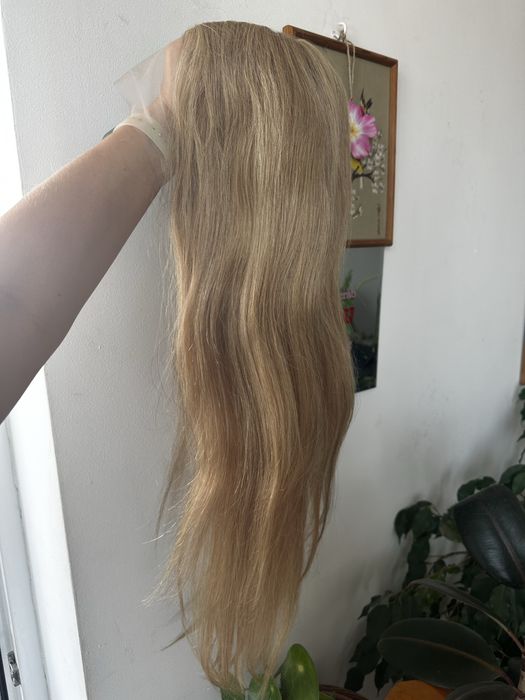 Bardzo dluga blond peruka 100% wlosy naturalne miodowe