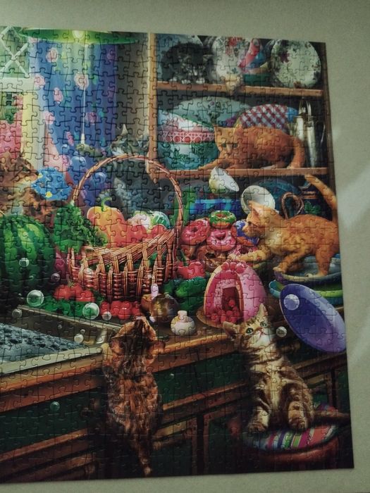 Puzzle 1000 elementów Trefl Tea Time Kociaki rozrabiaki kompletne