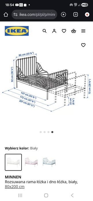 Łóżko IKEA Minnen Rosnące Czarne