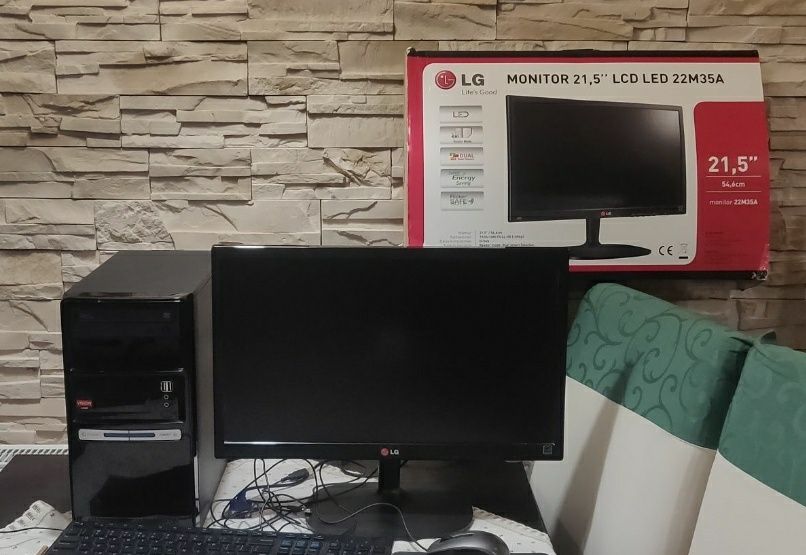 Zestaw komputer PC AMD A6/12GB monitor mysz klawiatura