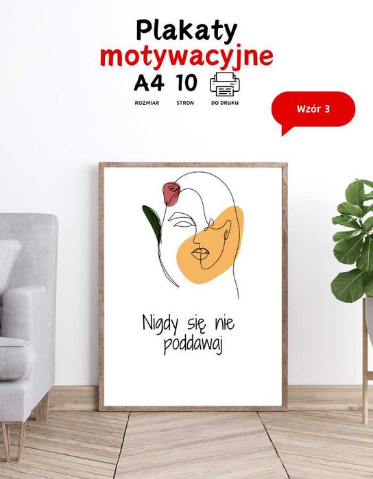 Plakaty motywacyjne na ścianę Line ART do biura A4 do druku