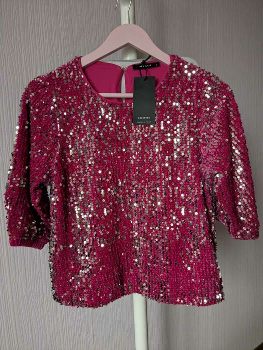 Блуза з малинового оксамиту з паєтками