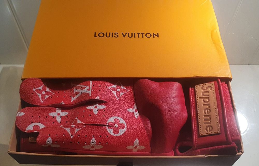 Luvas em pele Louis Vuitton Supreme
